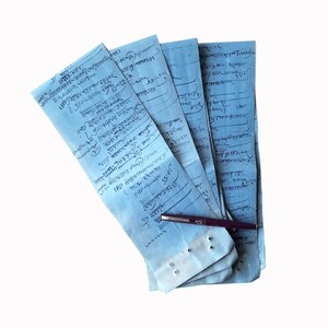 Set di 5 carte Vintage Indiano Fatto a mano blu Manuscripts Papers from 1960s / vintage papers / vintage Manuscripts
