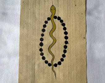 Vintage Tantra Naagpat Painting - Resemblence with Snakes  , Painted with Natural colors on Papers/ Indian Tantra Art Collection