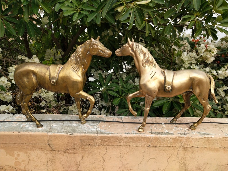 Vintage Solid Brass Made Pair of Horse Statue From Etsy