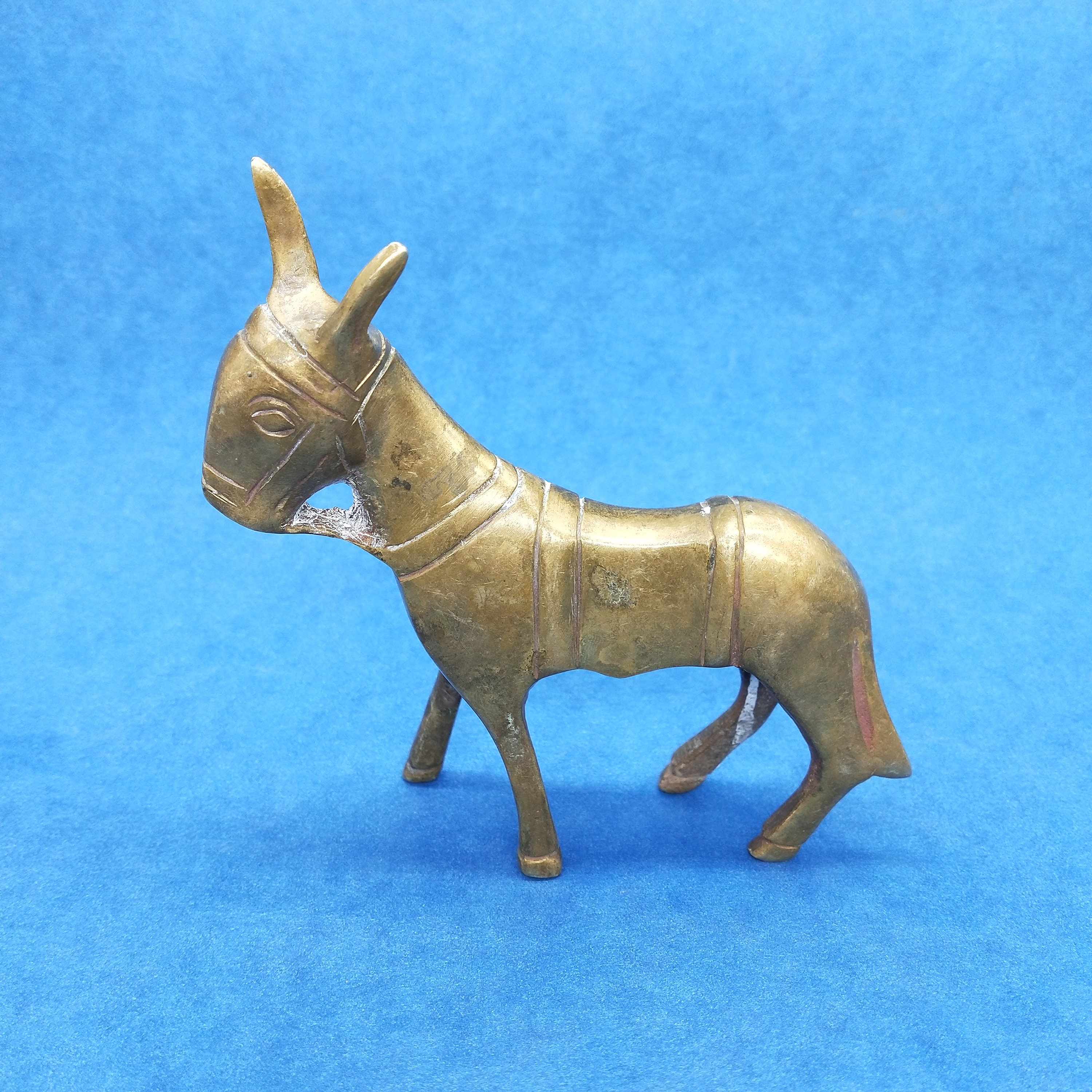 Antique Vintage brass Statue Of Mule From 1950s / Hand Carved Etsy