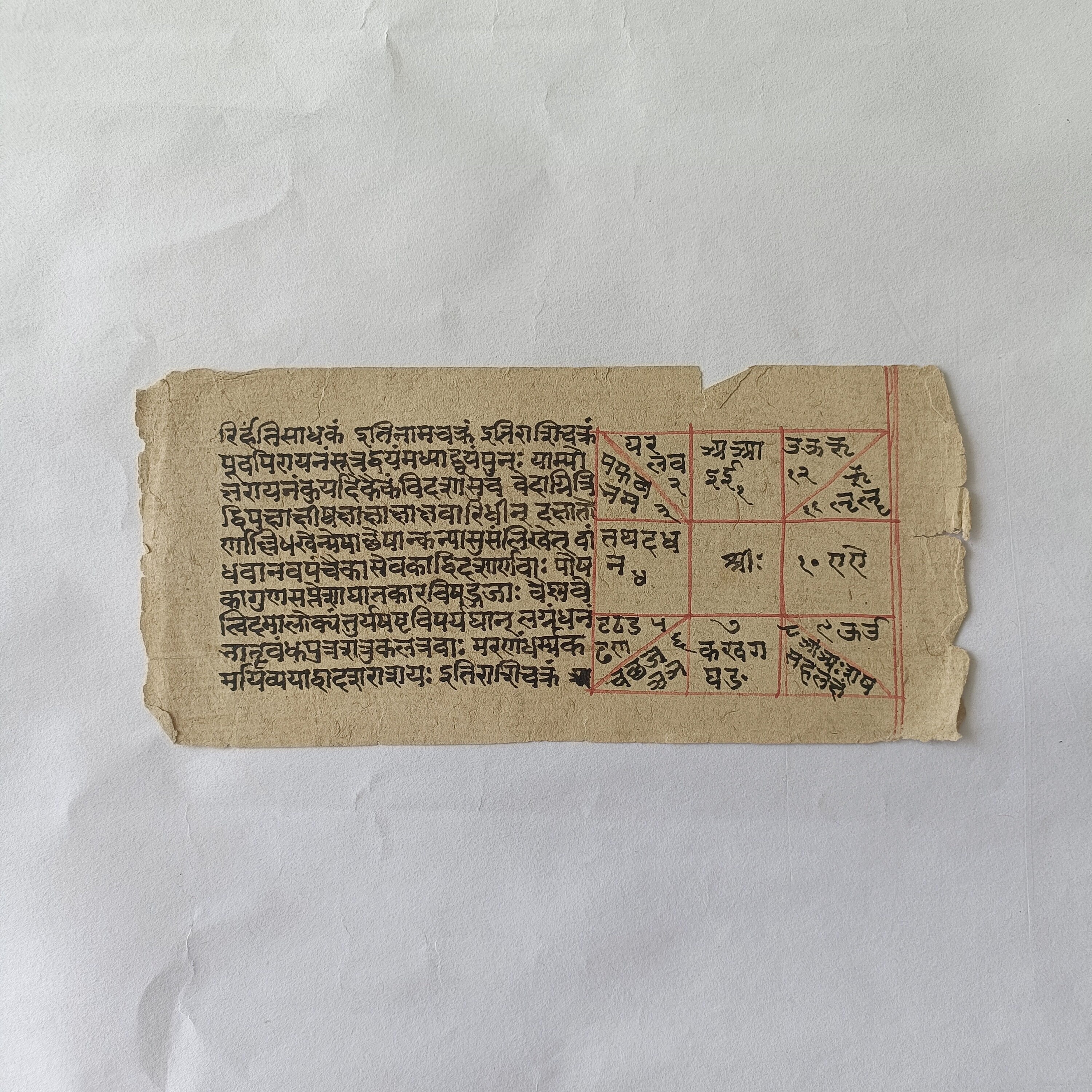 Antique Vintage Hindu Manuscript Tantra on Vintage Handmade Paper from 1960s, Hand Painted Antique tantra /  Mandala Tantra / Hindu tantra