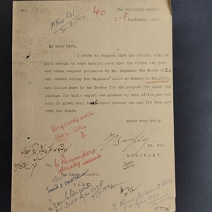 Carta antigua de 1912, Carta original impresa a Tonk Rajputana de la residencia de Jaipur, Carta firmada