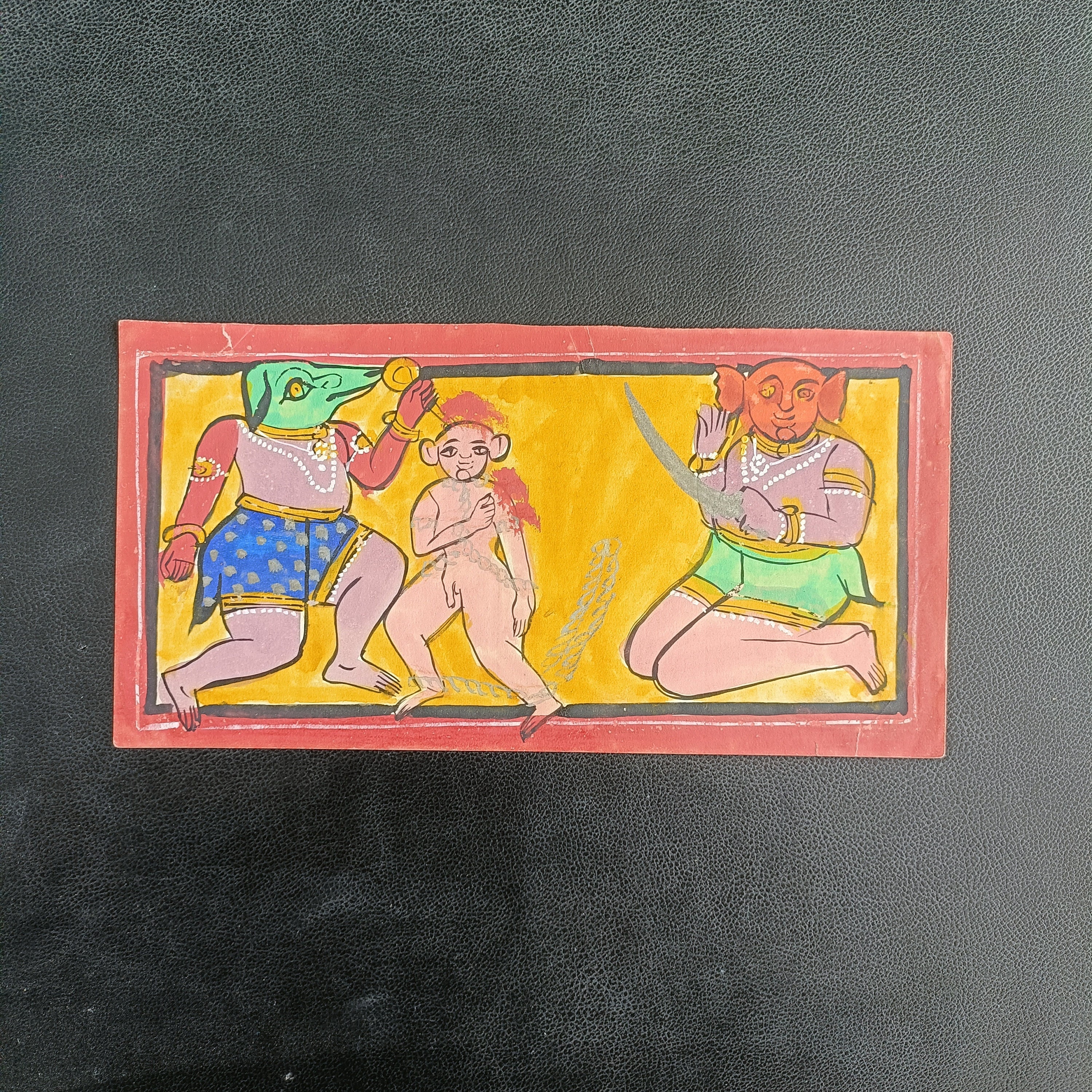 Vintage Tantra Painting of karni Bharni Series  , Punishments of Hell ,Painted with Natural colors on Paper from 1990s/  /Paper Paintings