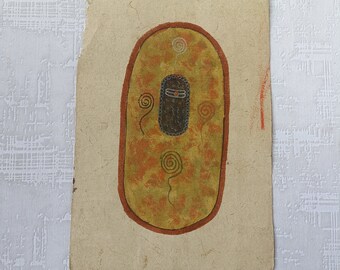 Vintage Tantra Painting of Shaligram ,Painted with Natural colors on Paper from 1990s/ Indian Tantra Art Collection /Shaligram Tantra Art