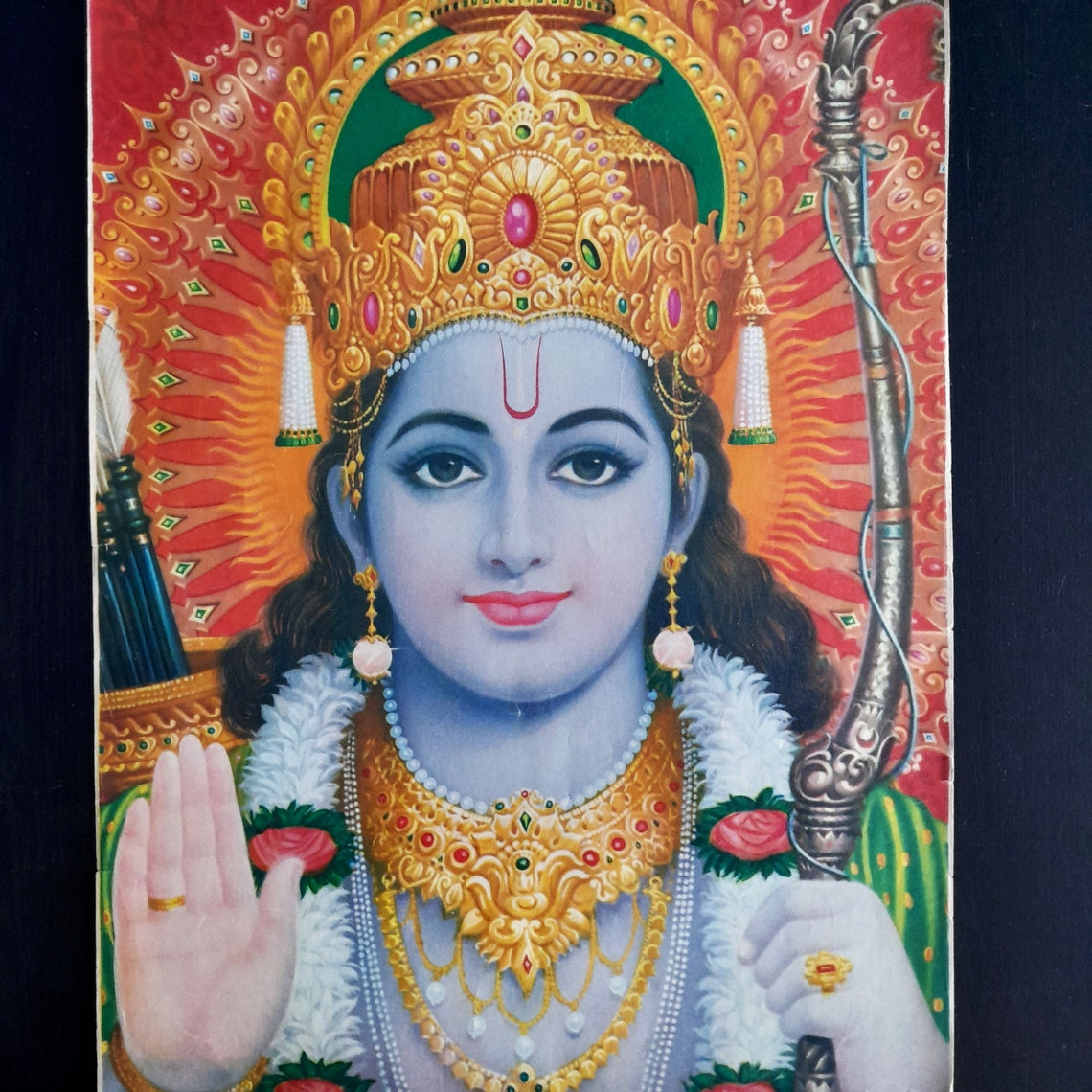 Vintage Hindu God Portrait Poster of Lord Rama from 1920s Etsy