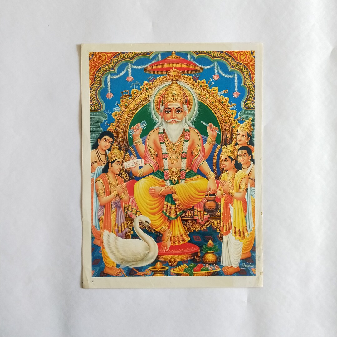 Printed God Vintage God Print on Paper From 1940s / Indian Religious God Prints ...