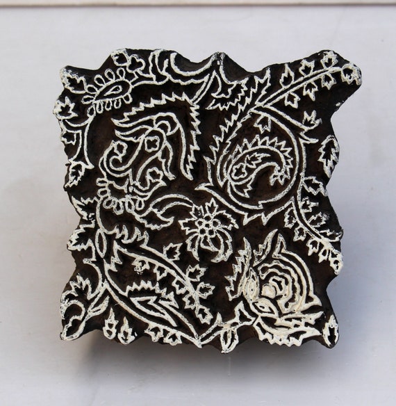 Vintage Style Vintage Wood Block Stamp Bottle Opener Hand Carved Textile Print Block Wooden Handle Iron Opener