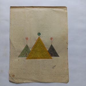 Vintage Tantra Shaligram Painting by Master Vicky Babu, Signed Paper Art