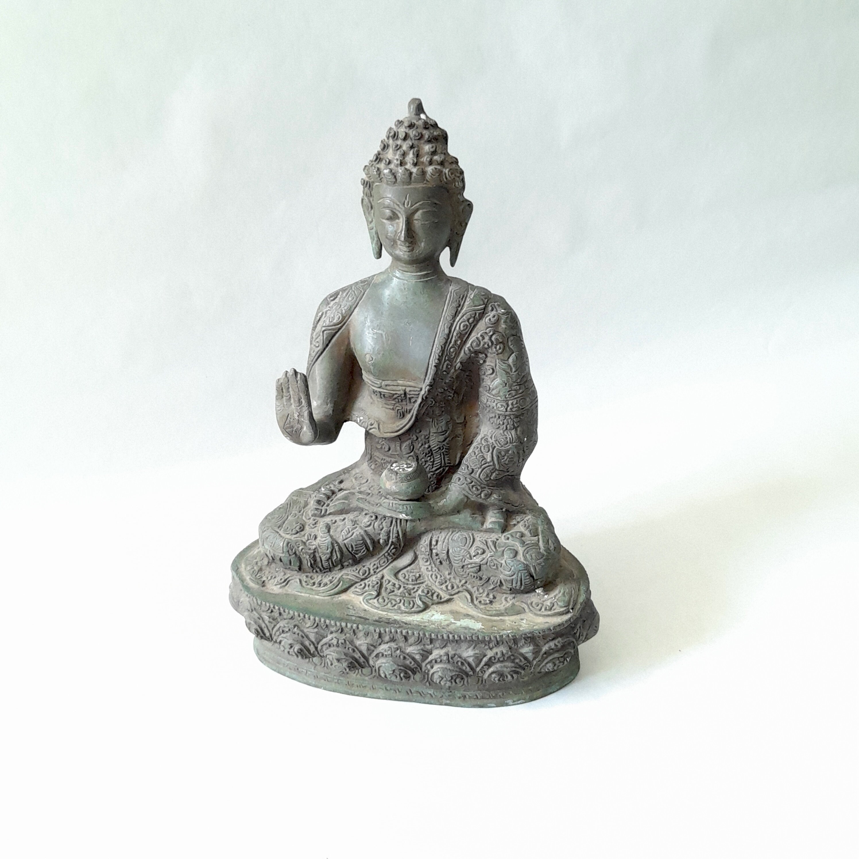 Antique Vintage Brass Lord Buddha Statue Form 1970s With Hand Etsy