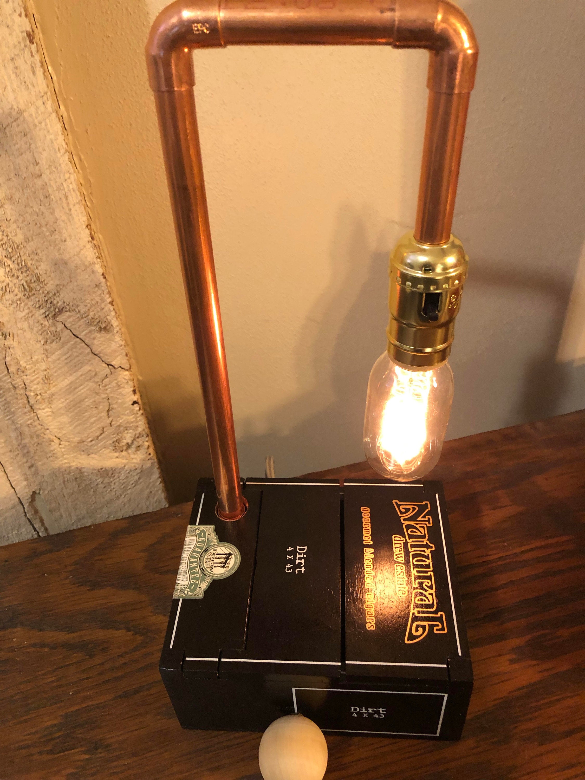 Cigar Box Copper Lamp Etsy