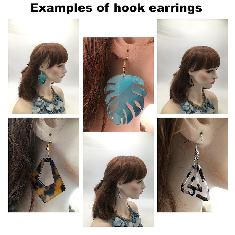Extra Large Lightweight Two Colors Multicolor And Brown Oval Hoop Dangle 75mm Titanium Earrings Silver 925 Statement Acrylic Charms