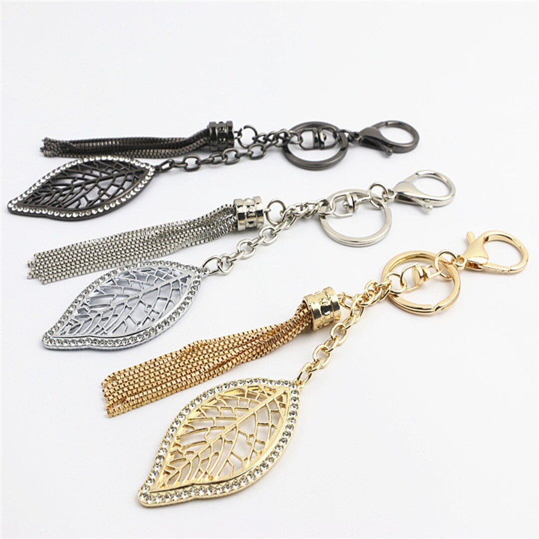 1pc Tassel Keychain Charm Hanging Key Holder 7 1/4 180mm Metal Purse