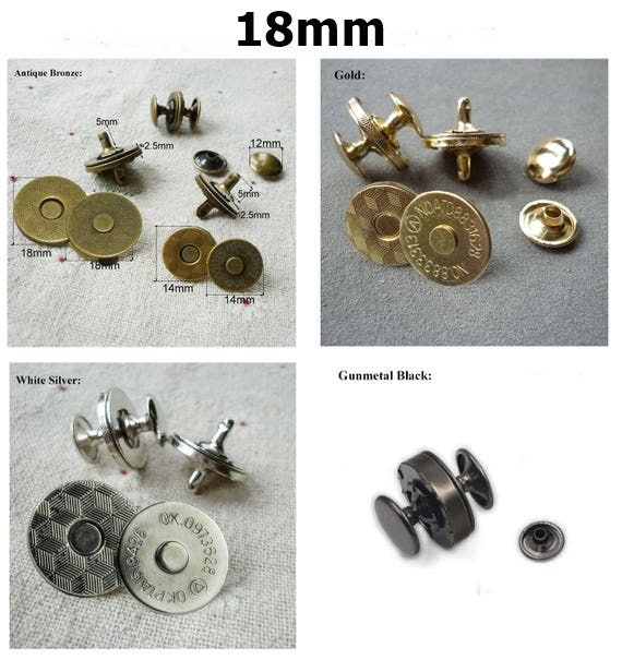14mm 9/16 18mm 3/4 Round Magnetic Snap Button Double Rivet Clasp Stud  Fastener