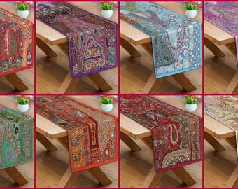 Handmade Table Runner Indian Rajasthani Patchwork Pattern Embroidered Design Cotton Ethnic Runner Indian Patchwork Table and Home Decor for Every Occasion Handmade Table Runner Indian Rajasthani Patchwork Pattern Embroidered Design Cotton Ethnic Runner Indian Patchwork Table and Home Decor for Every Occasion