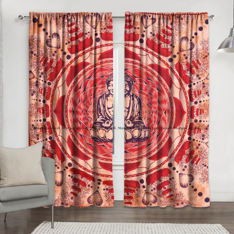 Indian Handmade Mandala Curtain Window Decor Wall Hanging Traditional Cotton Curtain Floral Design Curtain