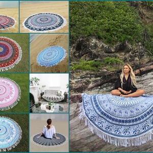 Special Cotton Mandala Tassels Round Meditation Yoga Mat Table Cover Hippie Boho Bohemian Roundie Beach Blanket Towel Throw