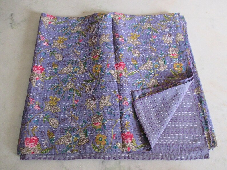 Indian paradise kantha quilt cotton handmade hobo bohemian vintage bedding bedspread decor hippie blanket throw twin size bed cover
