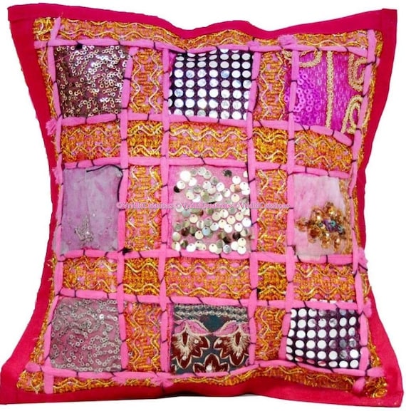 Set di 2 cuscini Decorativi con Paillettes Brillanti Color Oro 45 x 45