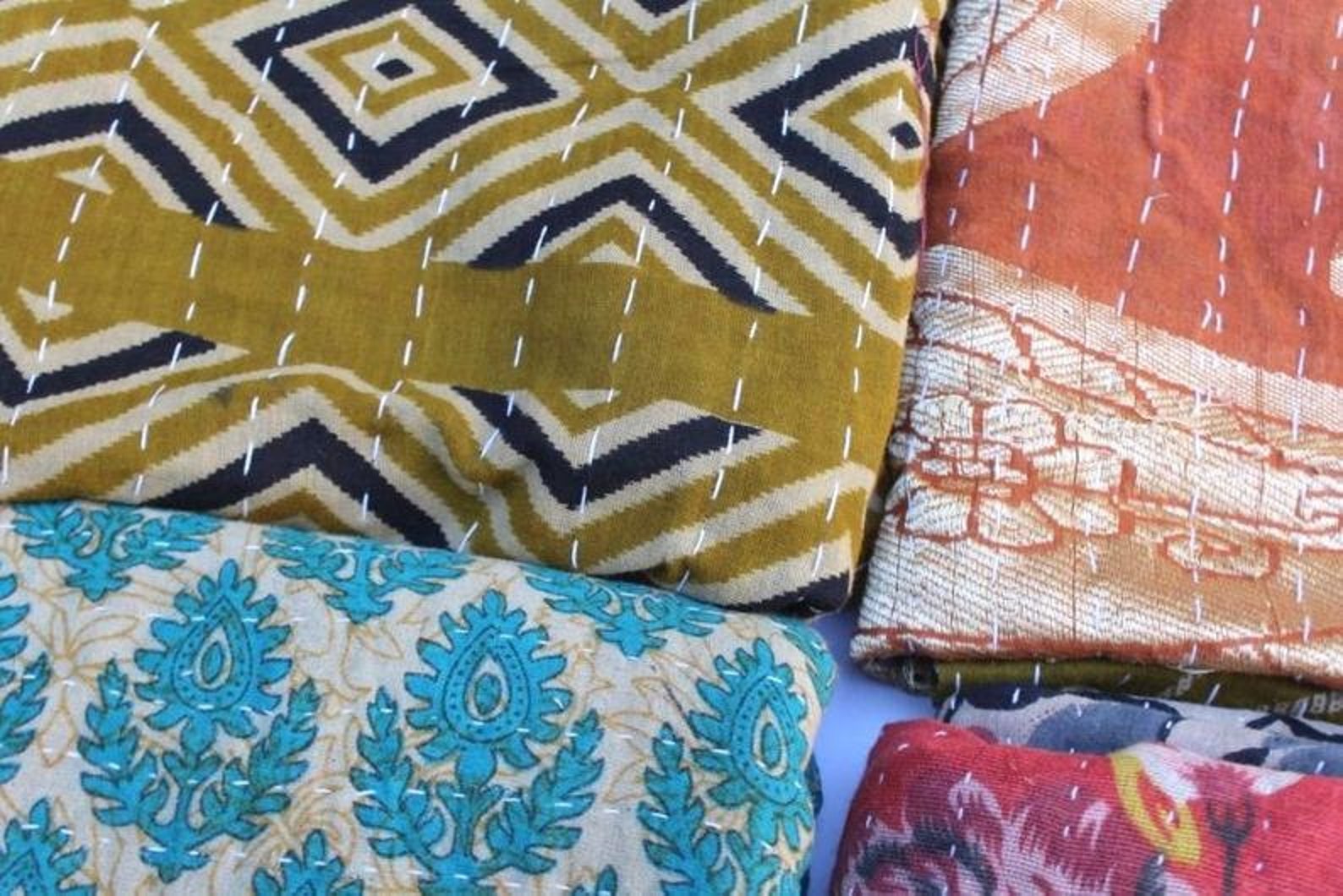 Vintage Kantha Fabric Material Fat Quarter Bundle off Cuts Etsy