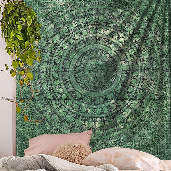 Indische Elefant 100% Baumwolle Boho Boho Hippie Tapestry Mandala Bettwäsche Tagesdecke Decke Königin, Twin Size Wandbehang Tapisserien