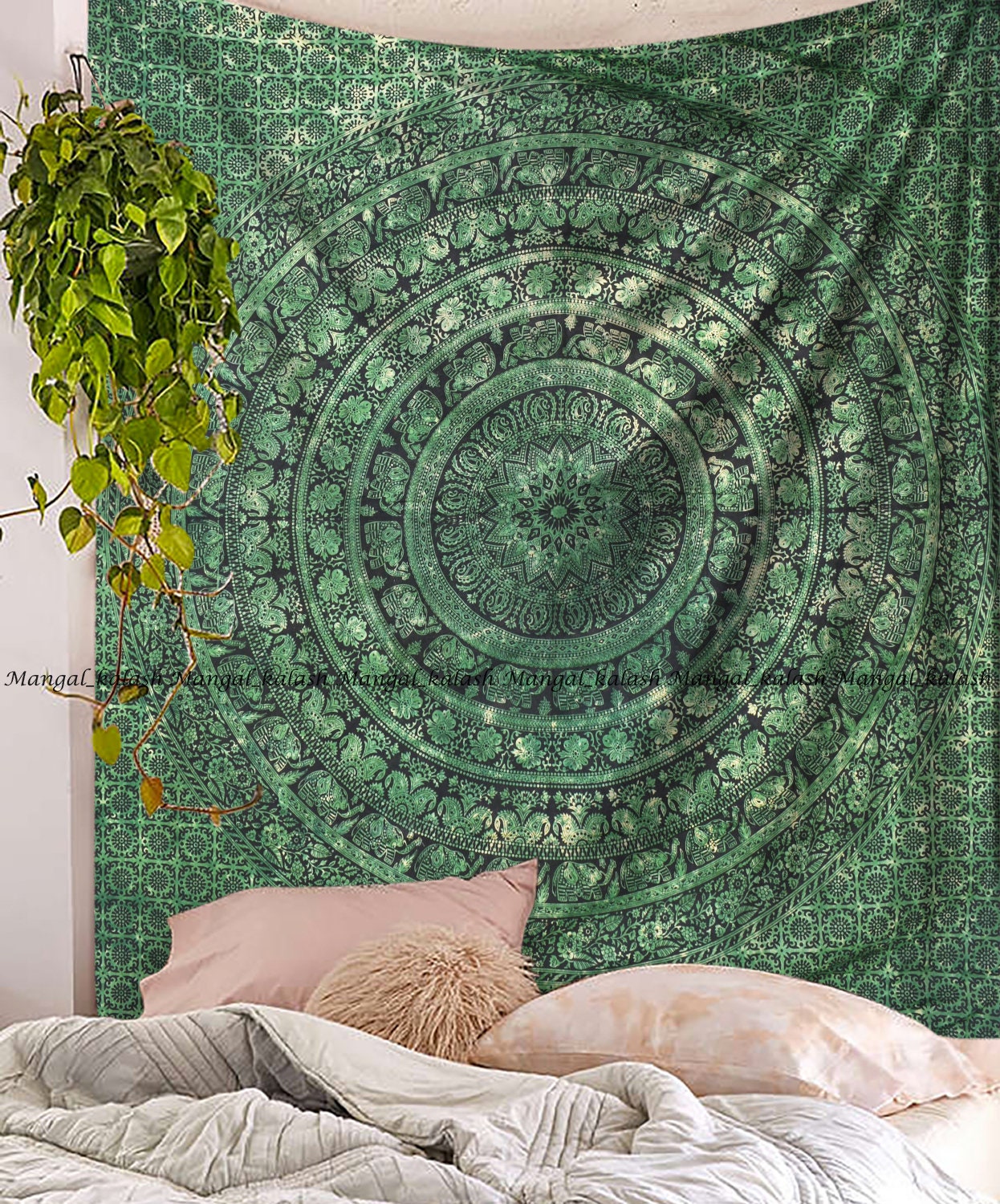 Indian Elephant 100% Cotton Boho Bohemian Hippie Tapestry Mandala Bed…