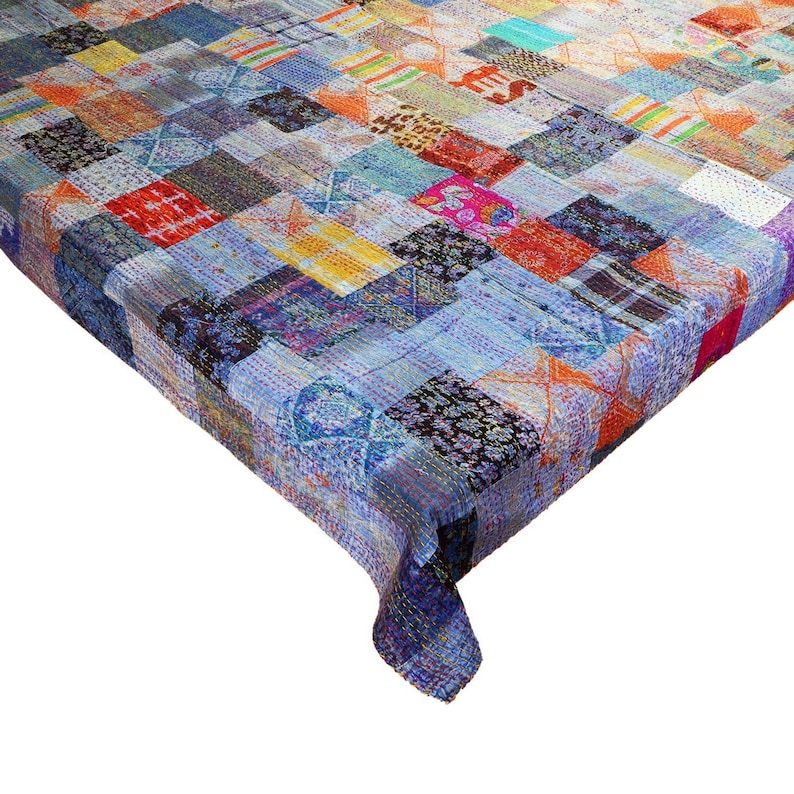Cotton Multi Patchwork Kantha Quilt Handmade Indian Vintage Bedding Bedspread Bohemian Blanket Kantha Coverlet Home Decor