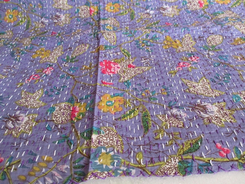 Indian paradise kantha quilt cotton handmade hobo bohemian vintage bedding bedspread decor hippie blanket throw twin size bed cover