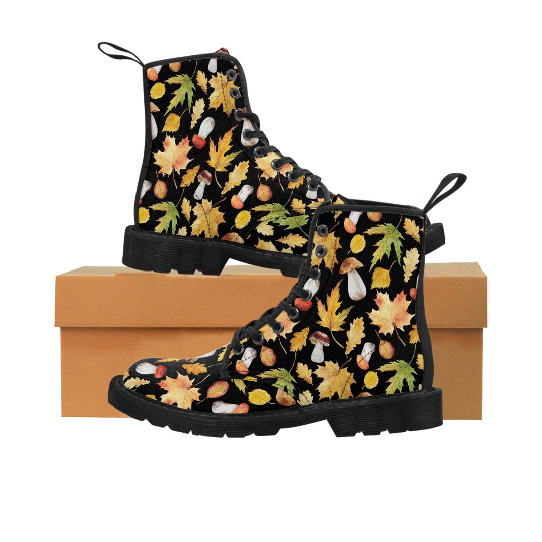 Mushroom Boots Combat Boots Cottagecore Shoes Nature Lover Gift Women's