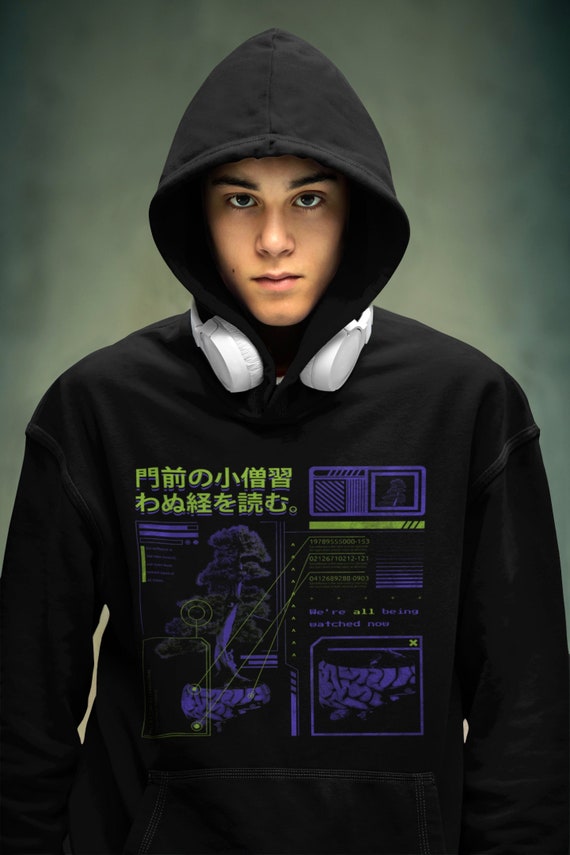 Japanese Hoodie Japanese Sweatshirt synthwave Hoodie Kanji Etsy