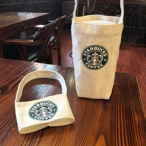 Vintage Kaffee-Logo Minimalist schlicht Boba Träger Einfache Kaffee-Hülle Kaffee gemütlich Bubble Tea Carrier Leinwand Halter Griff Kaffee Geschenk