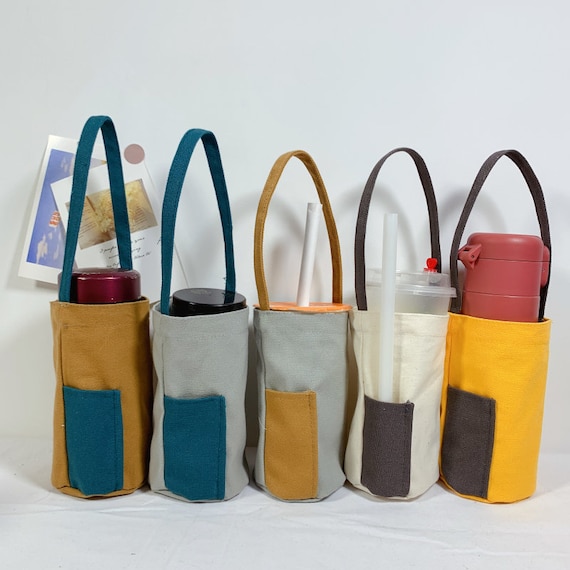 Eco Friendly Minimalist Plain Canvas Bottle Holder Sleeve Water Bottle  Carrier Tumbler Boba Carrier Bubble Tea Carrier Fabric Cup Holder - Etsy