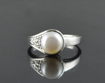 Pearl Gemstone American Seller AR496 Free Shipping Natural Pearl Ring 925 Sterling Silver Ring