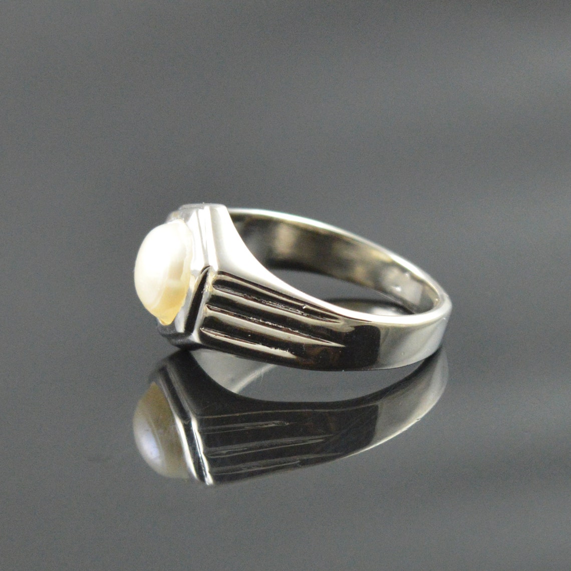 Mens Pearl Ring Handmade Silver Ring Natural Pearl Ring | Etsy