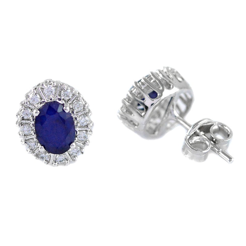 Natural Sapphire Jewelry Set-Bridal Jewelry Set-Wedding Jewelry Set-Push Back Earrings-Blue Bridal Necklace-Birthstone Ring-Cluster Studs