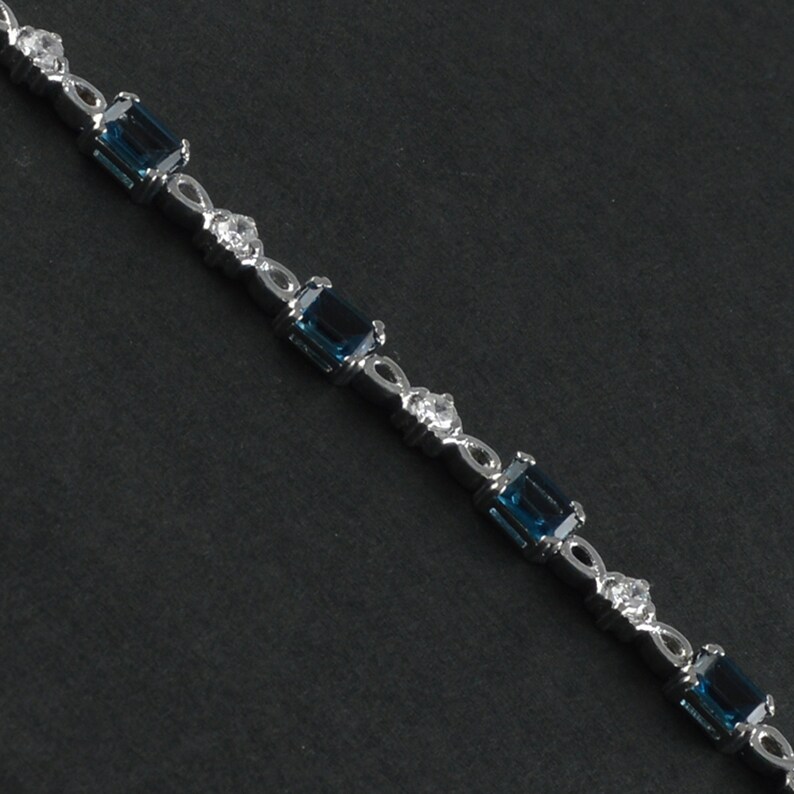 Wedding Gift for her Tennis Bracelet Natural London Topaz Silver Jewelry Handmade Silver Bracelet Natural Blue Topaz Silver Bracelet
