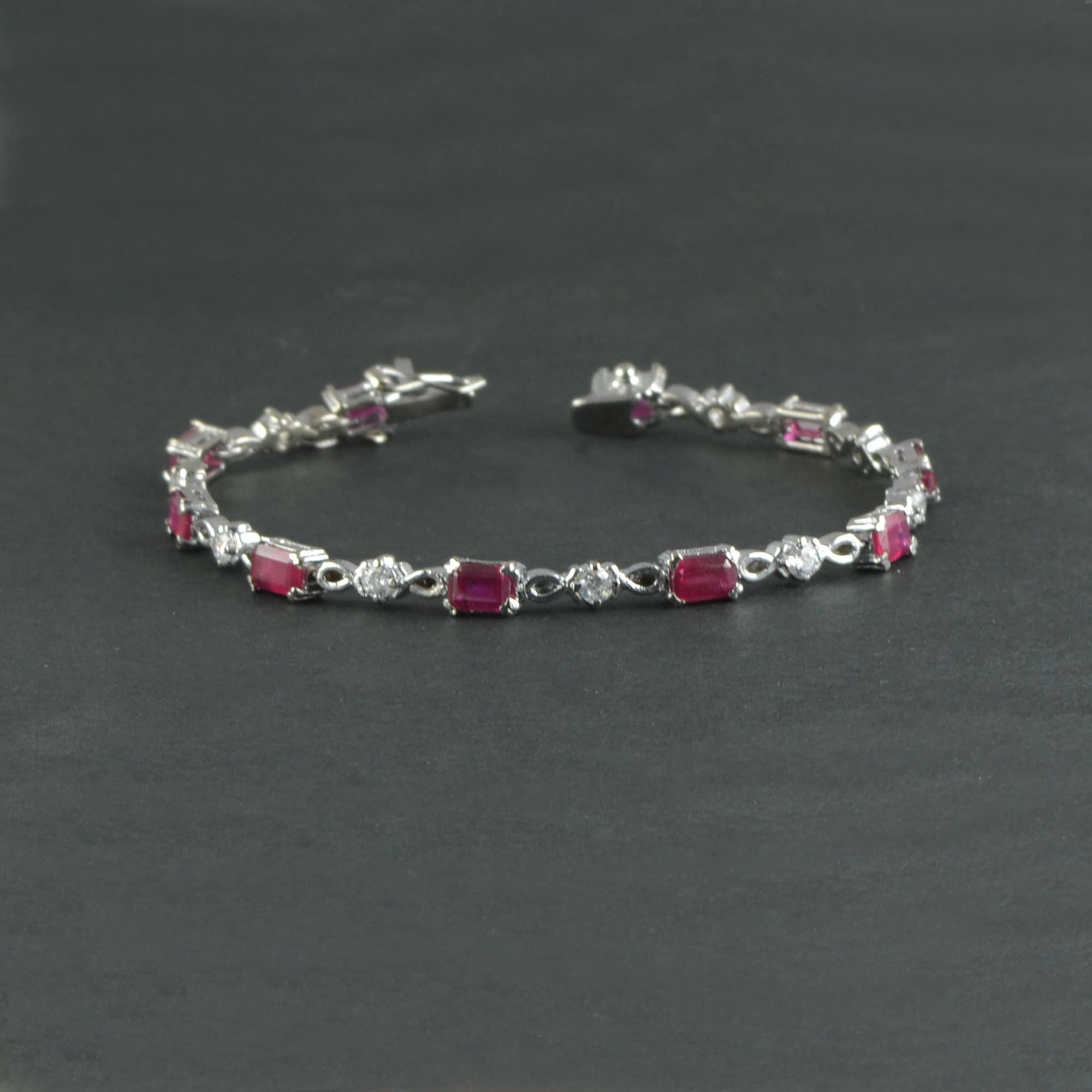 Solid 925 Sterling Silver Ruby Gemstone Handmade Bracelet Etsy