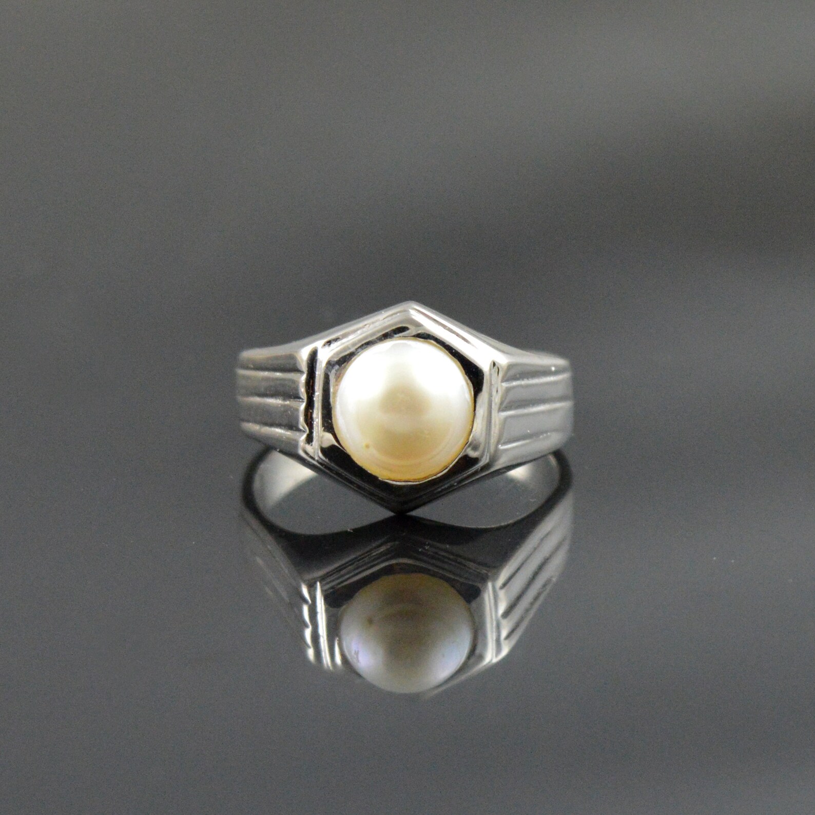 Mens Pearl Ring Handmade Silver Ring Natural Pearl Ring Etsy