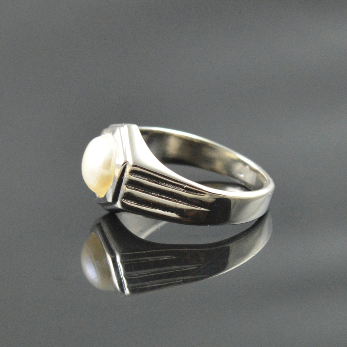 Mens Pearl Ring Handmade Silver Ring Natural Pearl Ring Etsy