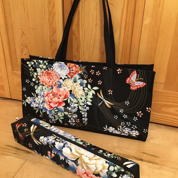 Dragonflies & butterflies.  Mahjongg bags and sleeves, 3 or 4 piece tote set or individual pieces