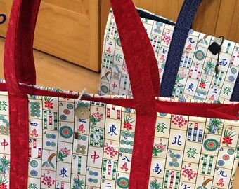 Mahjongg bags and sleeves - tote, long zip bag, tile tray and rack sleeves & coin bags. Use the drop down menu under "style" to see prices.