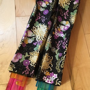 Purple chrysanthemums, peony and butterflies. Gold gilded. Mah jongg tote, sleeves and bags. 3 or 4 piece set or individual pieces. 2 rack sleeves