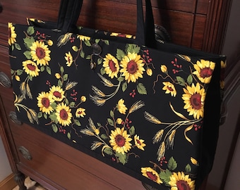 Sunflowers on Black. Mah Jongg Tote Sleeves and Bags. 3 or 5 Piece Set or Individual Pieces. Etsy