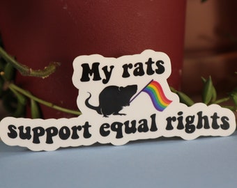 Gay Pride Rat Sticker, Equal Rights Sticker, Rat Parent Sticker, Rat Cage Sticker