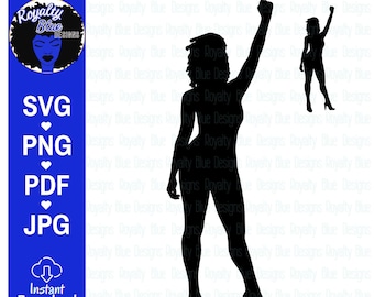 POWER LOCS, silhouettes, girl with fist up, svg, png, black women, big afro, natural hair, posing, cut file, digital download, instant, best
