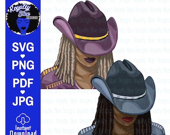 Cowgirl Blues Set | Black Cowgirls with Locs, Cowboy hat, Women with Natural Hair, Country Girl, Southern, Cricut Cut File, digital download