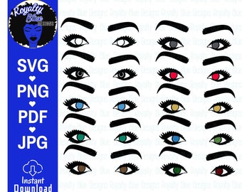 BOLD EYES Bundle 10, lashes, makeup, svg, png, digital download, cut file, pretty eyes, colorful eye, beautiful long lash, contacts, digital