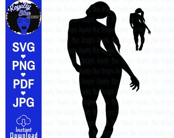 LALA, silhouette, curvy, svg, png, hand on hip pose, thick girl, black women, big afro, curves, cut file, digital download, instant, best