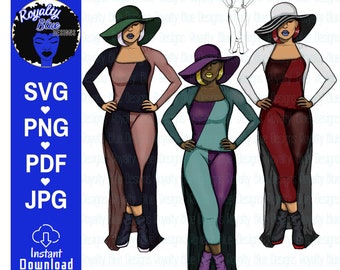 BOSS LADY BUNDLE 3, svg, png, classy bossy body suit, short bob, sexy business woman high fashion, fedora hat, vector file, digital download