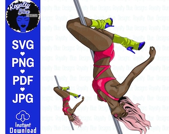 TWIRL GIRL 4 | neon colors, pole dancer, dancing, twerk girl, pink hair, stripper, green, blue, pynk valley, svg png, digital download