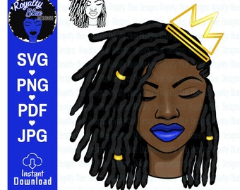 PRINCESS Locs, svg, png, crown, black women, natural hair, black girl magic, gold accessories, short shoulder length locs, cut file, digital